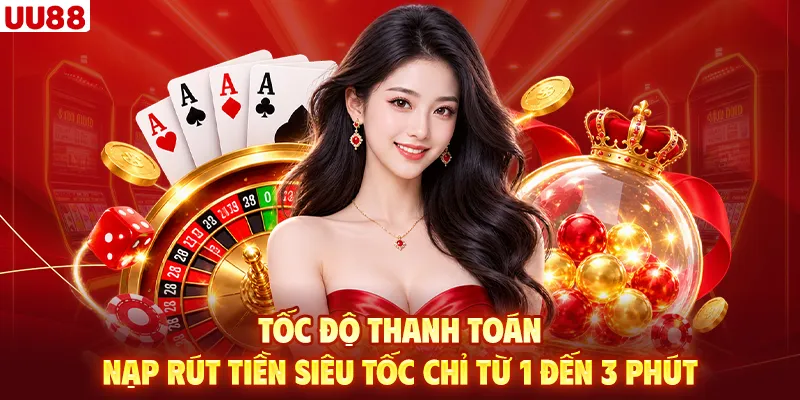 Tốc độ thanh toán nạp rút tiền siêu tốc chỉ từ 1 đến 3 phút.